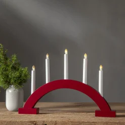 ABBE Batteridriven Träljusstake Båge 5L 32cm Röd