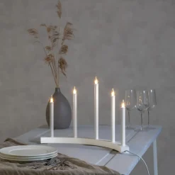 ACCENT Träljusstake 5L 36cm Vit