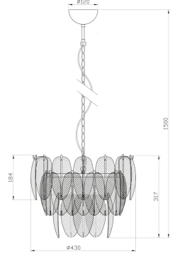 ADRIANA Taklampa 43cm Vit/Krom