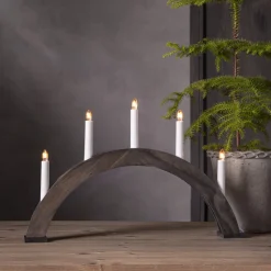 ALBO Träljusstake 5L 33cm Båge Brun