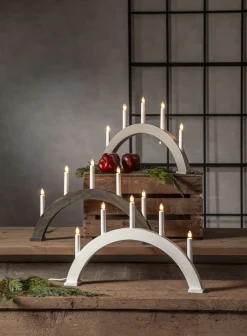 ALBO Träljusstake 5L 33cm Båge Vit