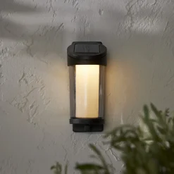 ALIPPA Solcells-vägglykta 21cm Svart Varmvit IP44