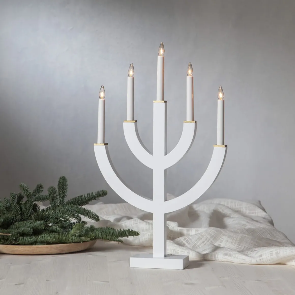 ANNO Ljusstake 5L 59cm Vit