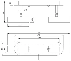 ARTIC Vägglampa LED Dubbel 30cm Matt Mässing