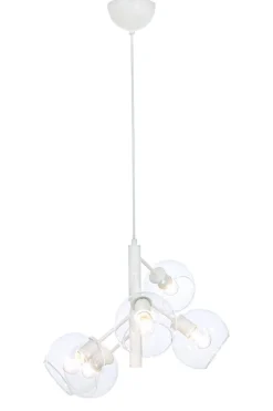 ATOM Taklampa 5-arm 48cm Vit/Klar