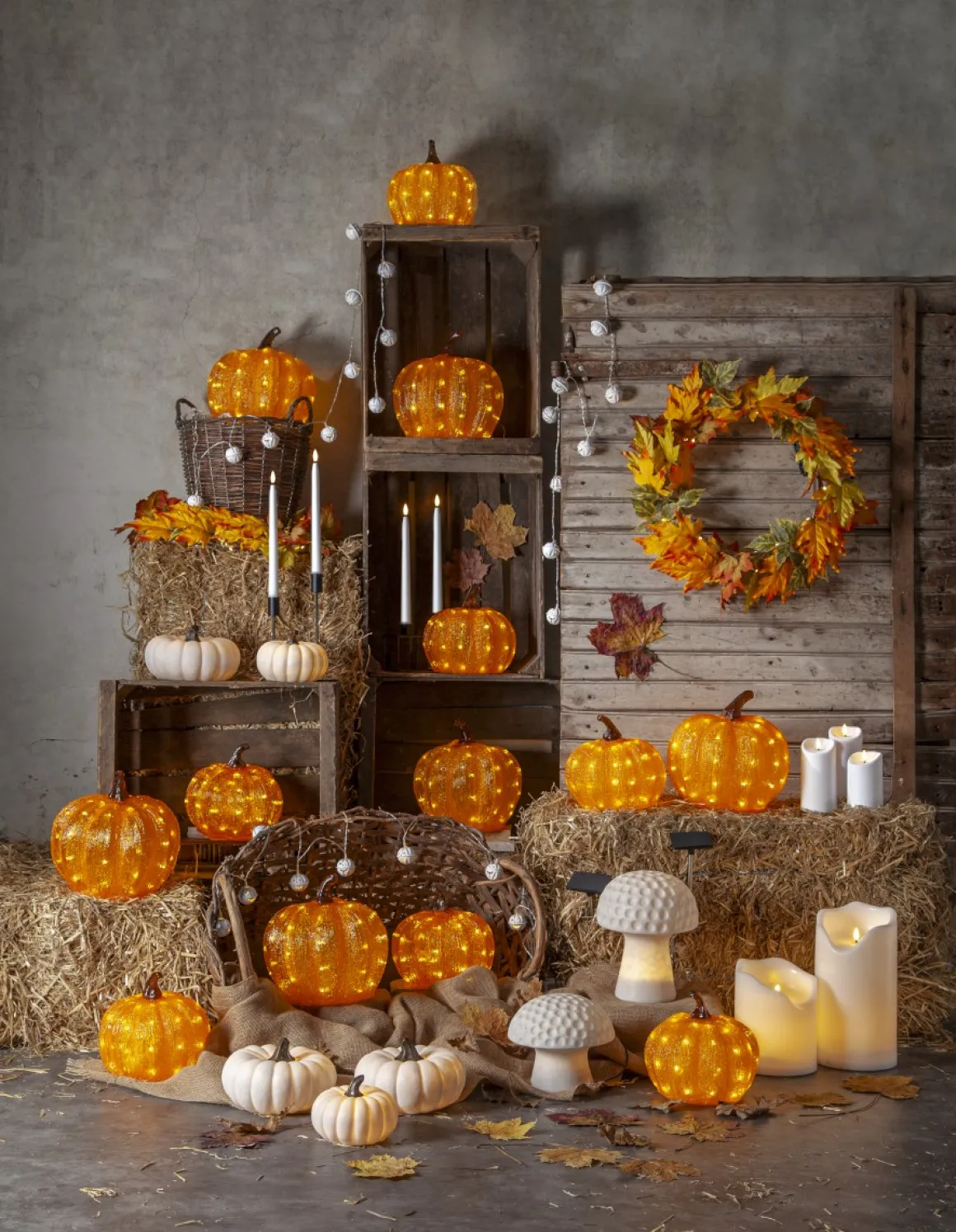 AUTUMN Krans Batteri 45cm Amber