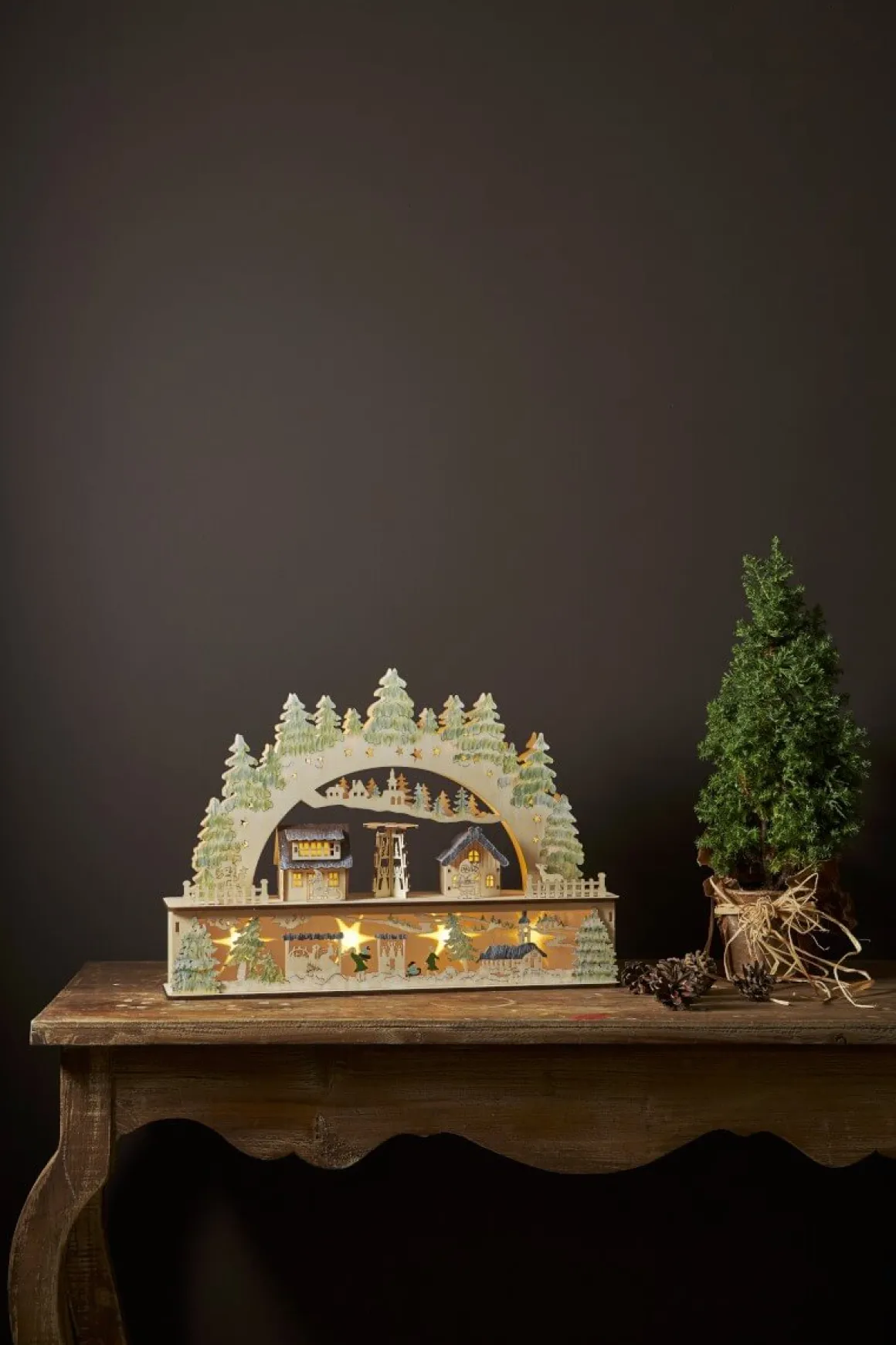 BAMBERG Ljusstake Batteri 12L 32,5cm Natur