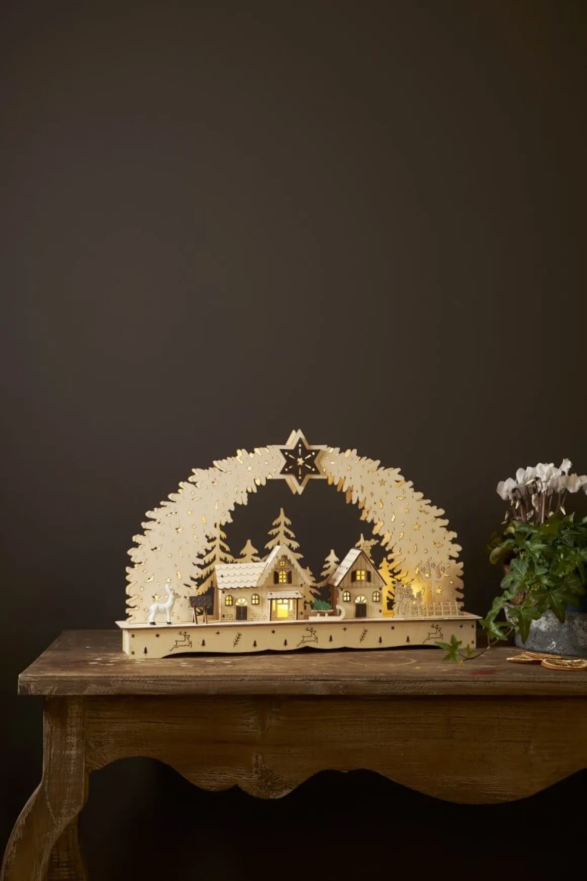 BAMBERG Ljusstake Batteri 10L 27,5cm Natur