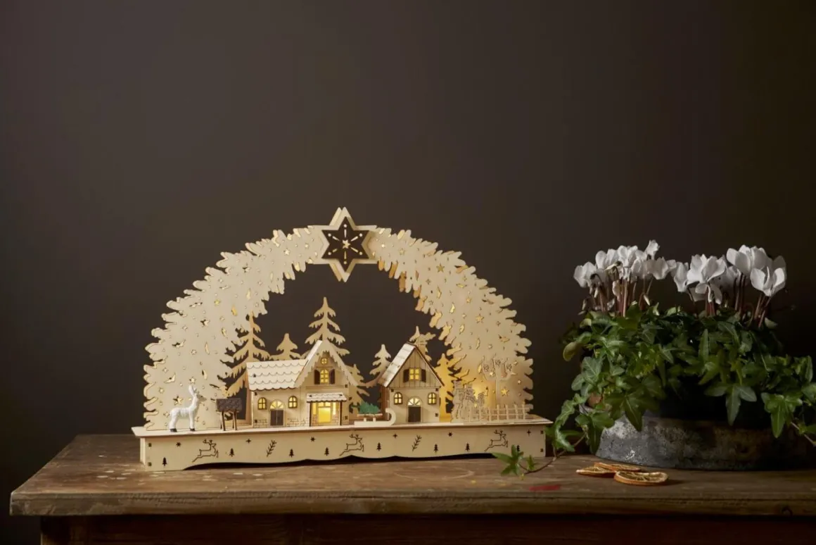 BAMBERG Ljusstake Batteri 10L 27,5cm Natur