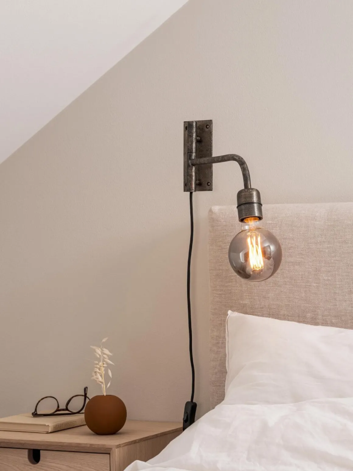 BASE Vägglampa 34cm Rustik Silver