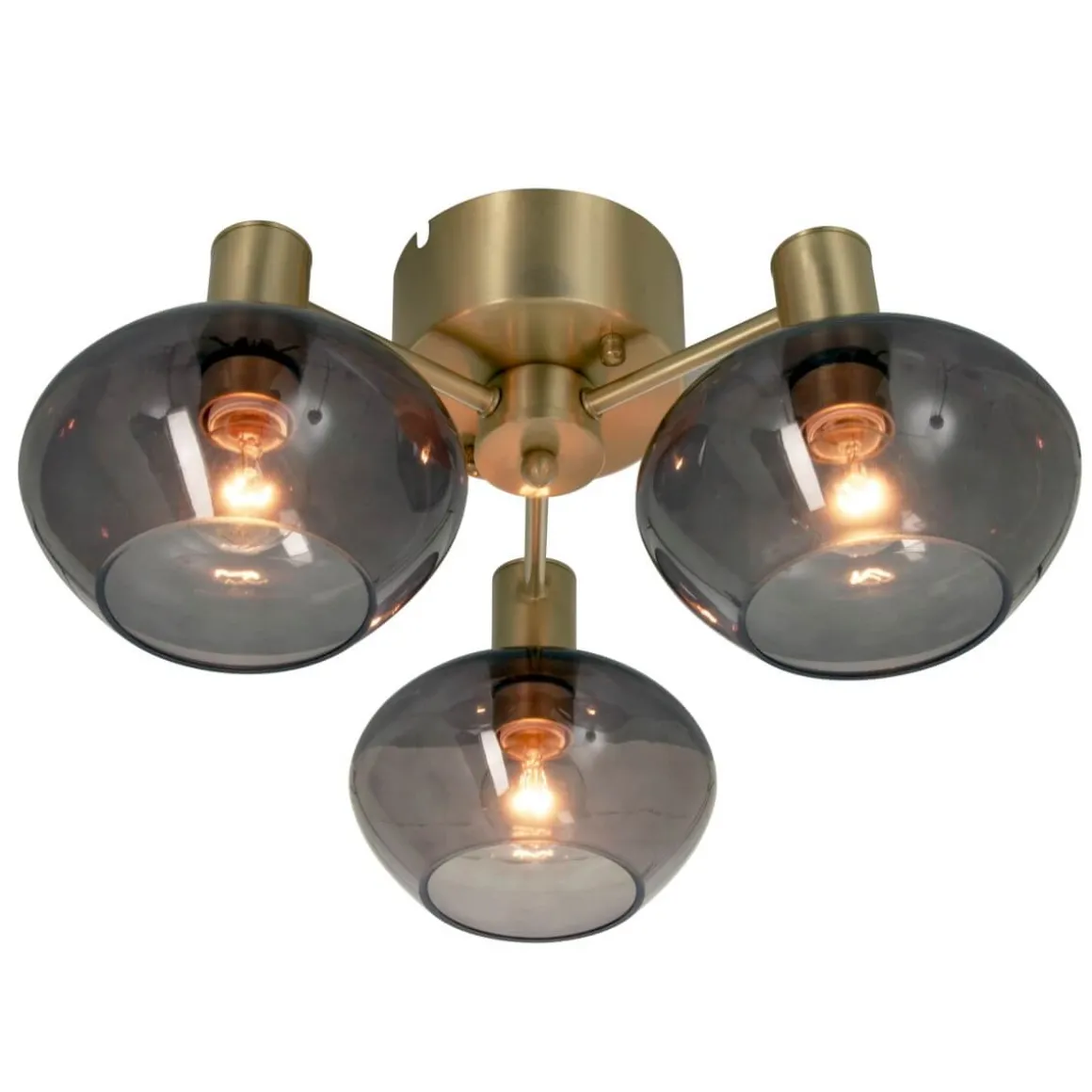 BELL Plafond 3-arm 42cm Matt Mässing/Rök