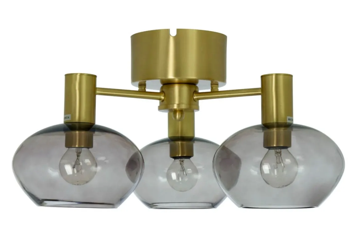 BELL Plafond 3-arm 42cm Matt Mässing/Rök