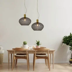 BELL Taklampa 35cm Matt Mässing/Rök