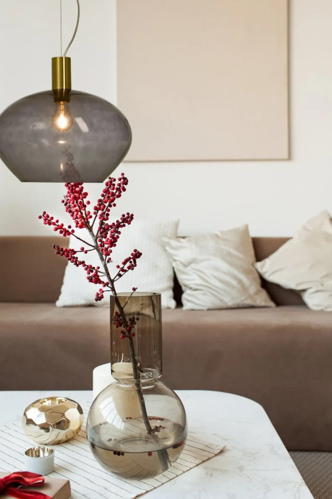 BELL Taklampa 35cm Matt Mässing/Rök