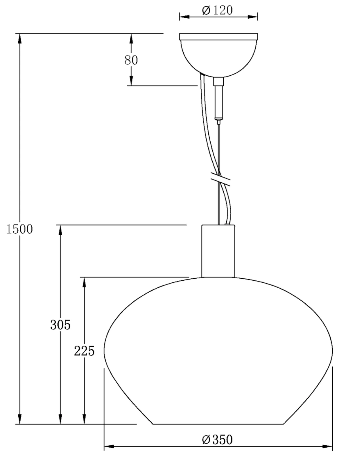BELL Taklampa 35cm Matt Mässing/Amber
