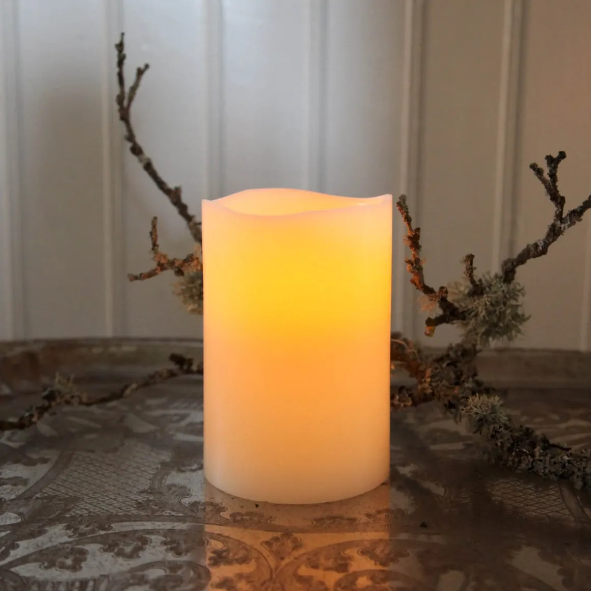 BIG LED-Blockljus 15cm Elfenben