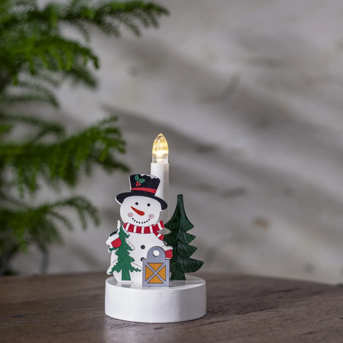 BILLY Ljusstake snögubbe 14cm Flerfärgad