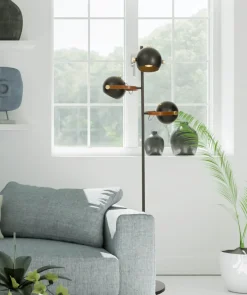 BOW Golvlampa 3L 152cm Svart/Matt Mässing