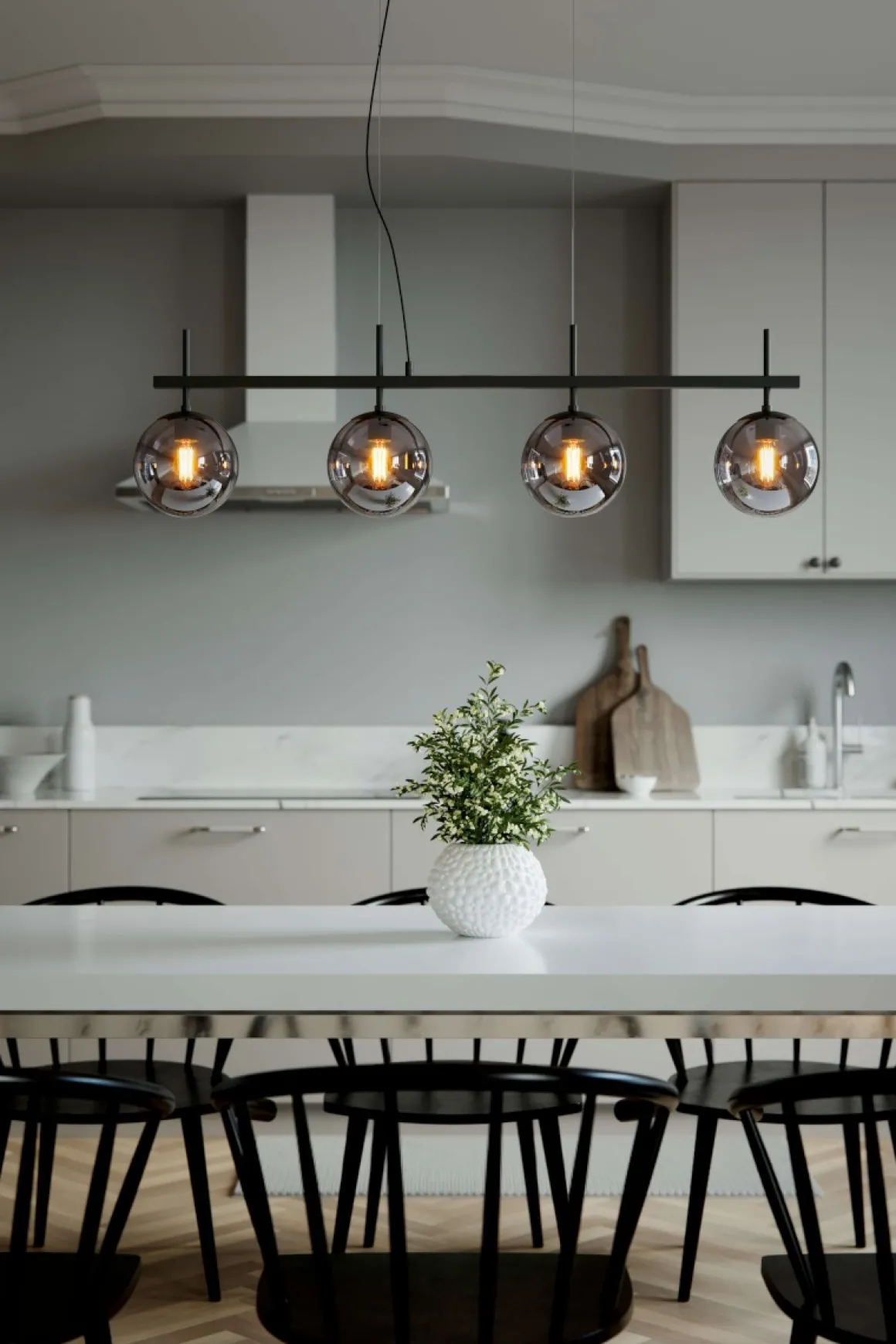 BOYLE Taklampa 4:a 117cm Svart/Rökgrå