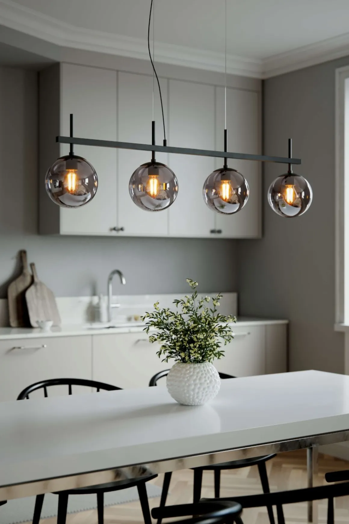 BOYLE Taklampa 4:a 117cm Svart/Rökgrå