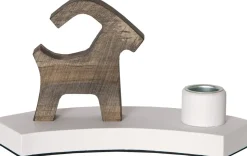 BRUCE Ljusstake 18cm Vit/Brun