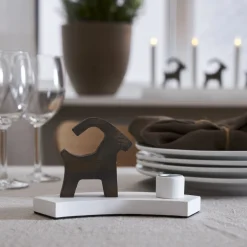 BRUCE Ljusstake 18cm Vit/Brun