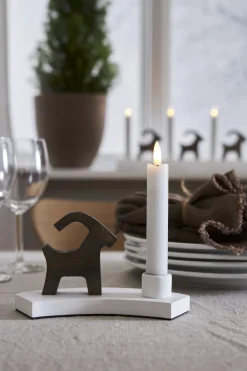 BRUCE Ljusstake 18cm Vit/Brun