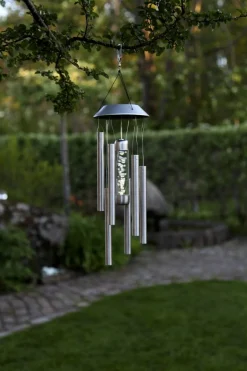 BUBBLY Solcells-Vindspel 35cm Rostfritt Stål