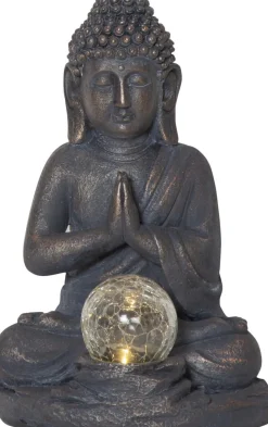 BUDDHA Solcellsdekoration 27cm Grå