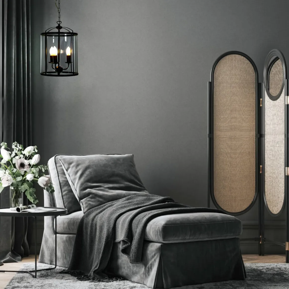 BUDGIE Taklampa Ø28 41cm Svart/Rökgrå