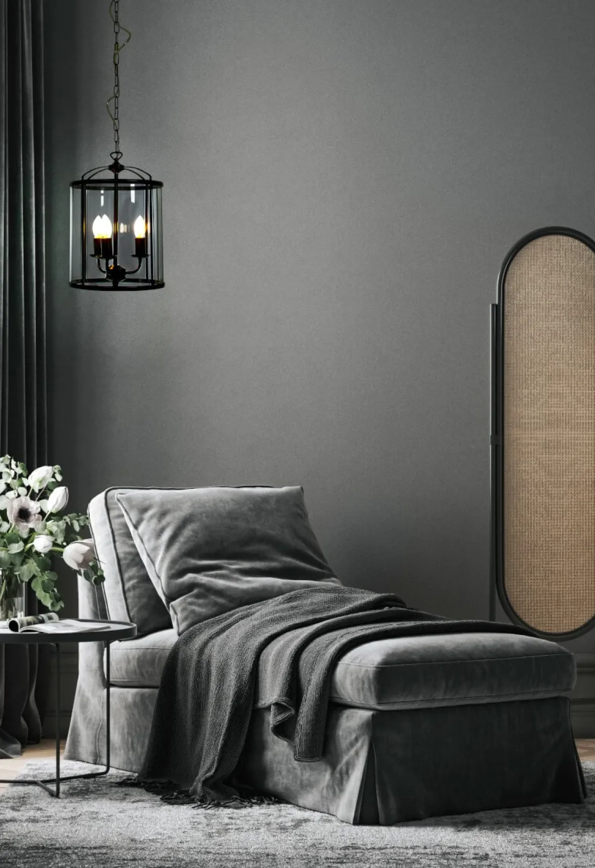 BUDGIE Taklampa Ø28 41cm Svart/Rökgrå