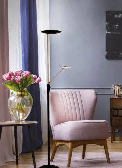 CADIZ Golvlampa LED-Uplight Dimbar 186cm Svart/Matt Mässing