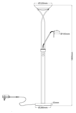 CANNES Golvlampa LED 180cm Antik
