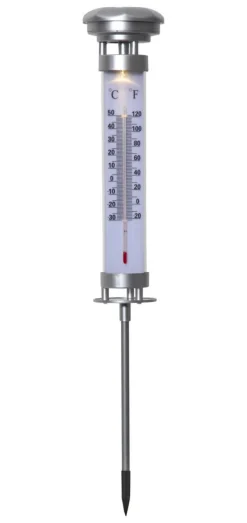 CELSIUS Solcells-Termometer 57,5cm Silver IP44