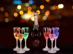 CHAMPANGEGLAS med LED 18cm Rosa