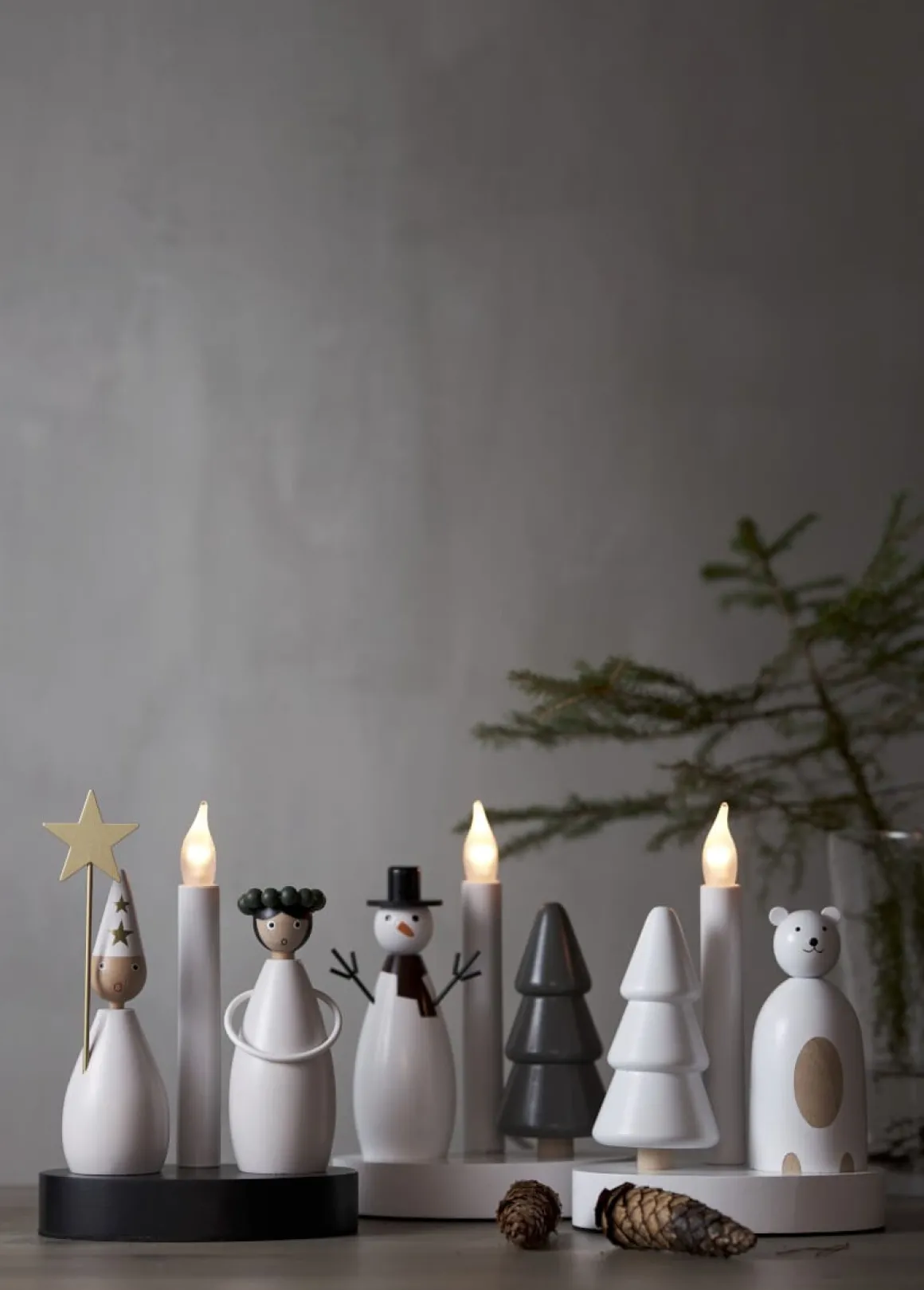 CHRISTMAS JOY Ljusstake Isbjörn 21cm Vit