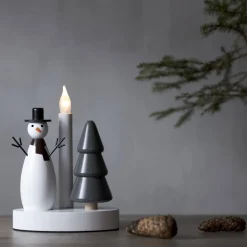 CHRISTMAS JOY Ljusstake Snögubbe 21cm Vit