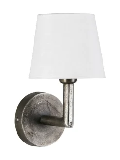 COLUMBUS Vägglampa 30cm Råsilver/Vit Linneskärm