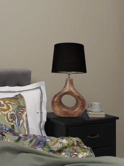 COTTEX Lampfot E27 37,5 cm Trä/Borstad mässing