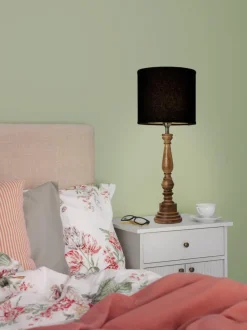 COTTEX Lampfot E27 46cm Trä/Borstad mässing