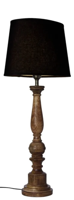 COTTEX Lampfot E27 57cm Trä/Borstad mässing