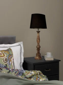 COTTEX Lampfot E27 57cm Trä/Borstad mässing