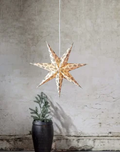 COTTON Mönstrad Pappersstjärna 60cm Beige/Grön