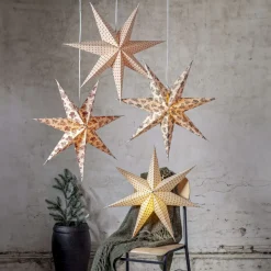 COTTON Prickig Pappersstjärna 60cm Beige/Röd