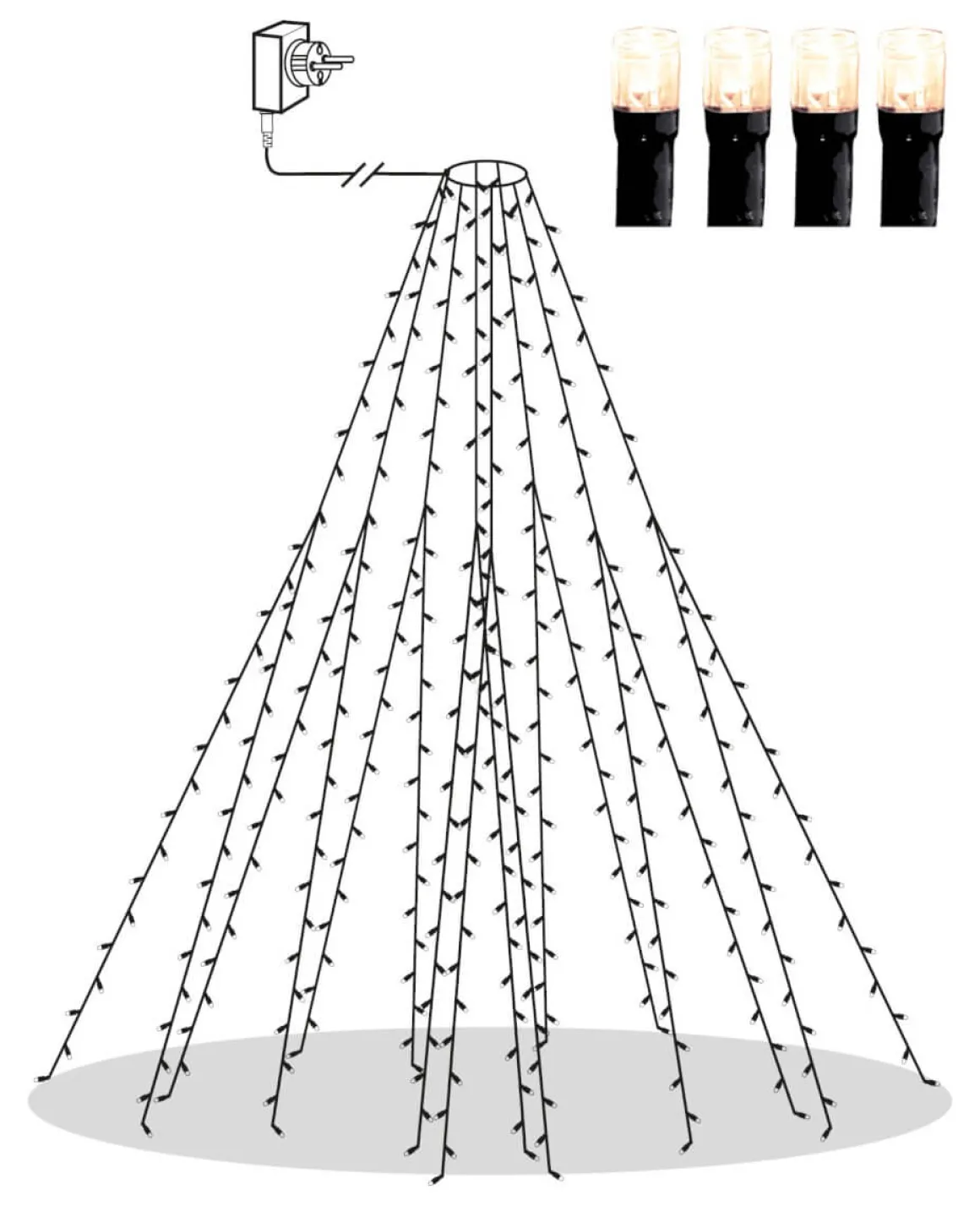 CRISPY ICE WHITE Julgransbelysning 196cm 360LED Vit/Grön IP44