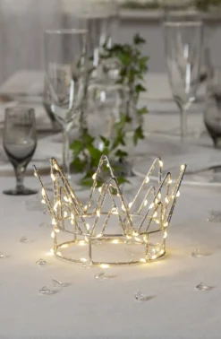 CROWN Bordsdekoration Batteri 70L 17cm Silver
