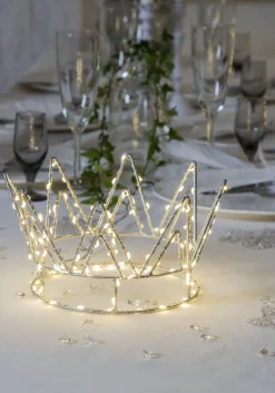 CROWN Bordsdekoration Batteri 120L 22cm Silver