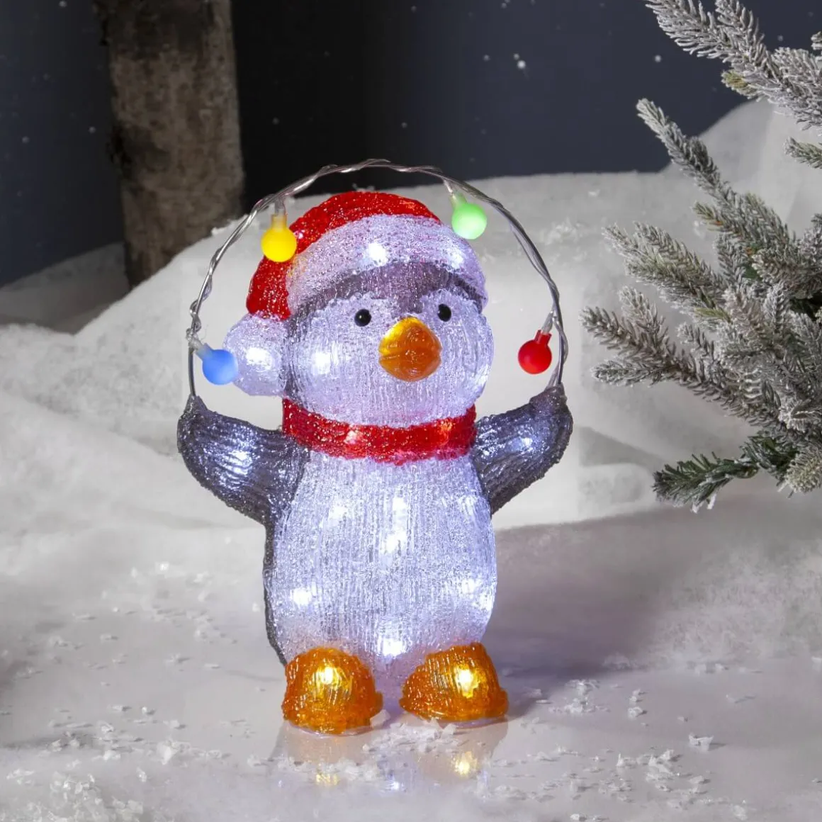 CRYSTALO Utomhusdekoration Pingvin 30cm 40LED Flerfärgad IP44