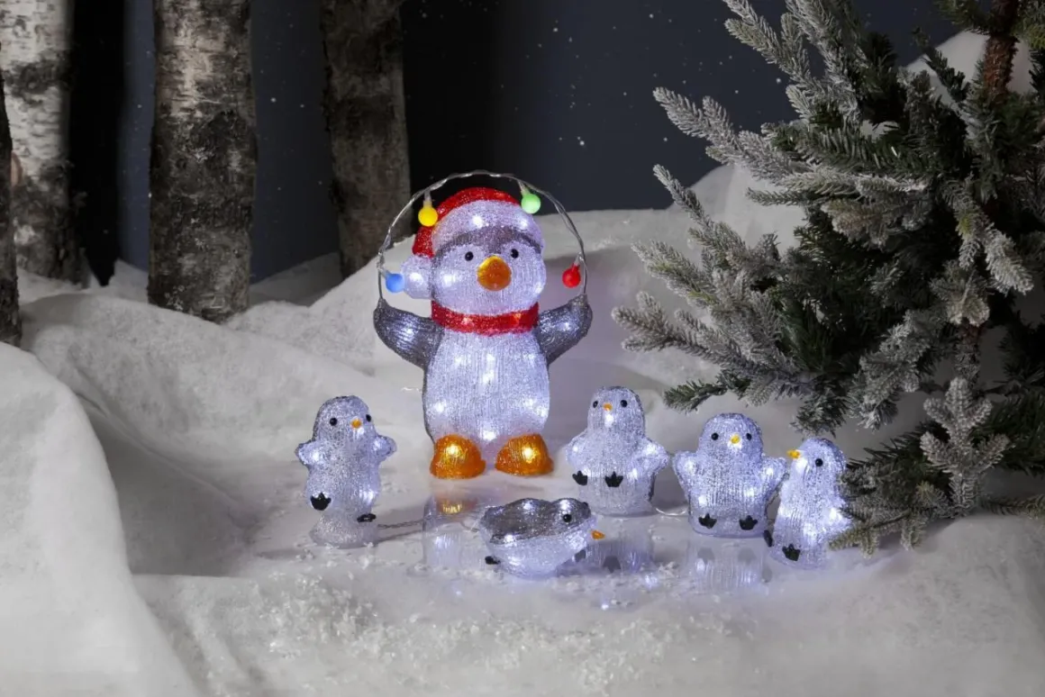 CRYSTALO Utomhusdekoration Pingvin 30cm 40LED Flerfärgad IP44