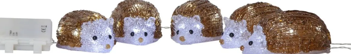 CRYSTALO Utomhusdekoration Igelkottar Batteri 6,5cm 40LED Brun